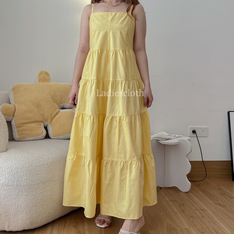 Dress Anita Premium Loose Flowly Sleeveless Midi Dress Santai Polos Jalan Manis Liburan Santai Santa