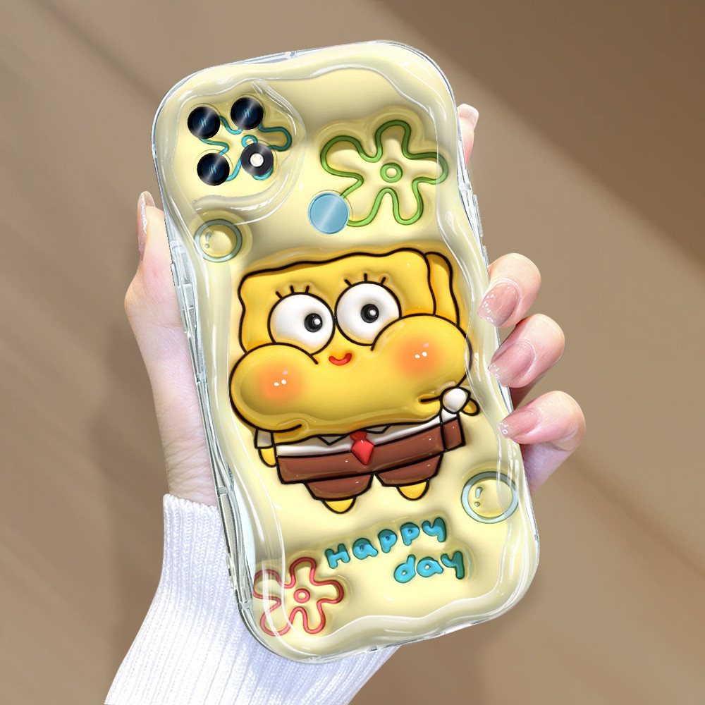 Casing Hp Untuk OPPO A15 A15S Phone Case Cesing Soft Cover Cute SpongeBob Kesing Cream Cassing