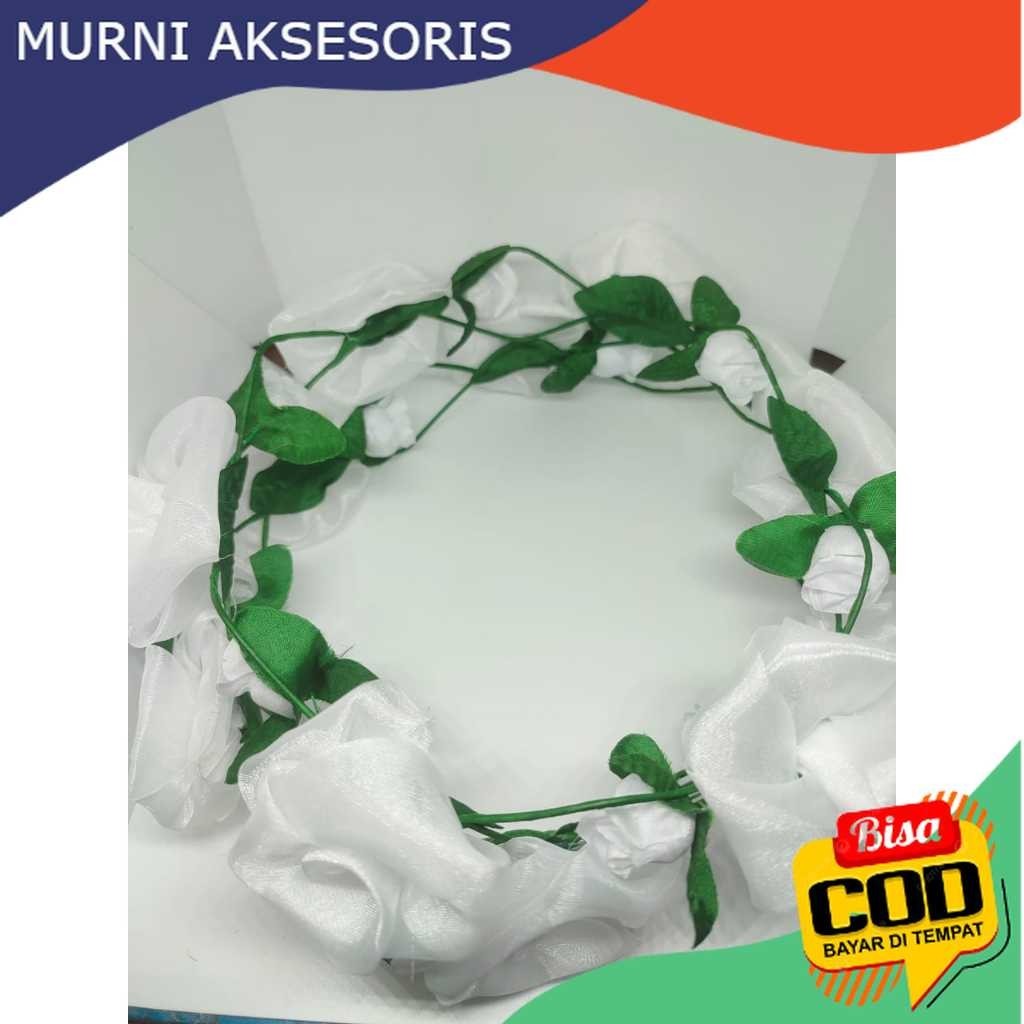 Murni Aksesoris. BANDO MAHKOTA BUNGA MAWAR PUTIH / BANDO LINGKAR FLOWER CROWN / MAHKOTA HIJAB MAWAR