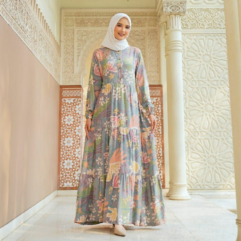 COD Baju gamis wanita dewasa bahan katun rayon premium motif model terbaru 2024 busui friendly ukura