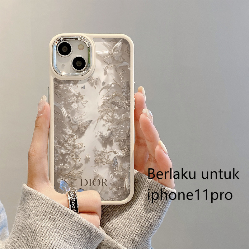 soft Case Dior Silver Butterfly Case for Casing hp iPhone 11 12 15 14 13 PlusProMax 8 7Plus SE2 SE3 