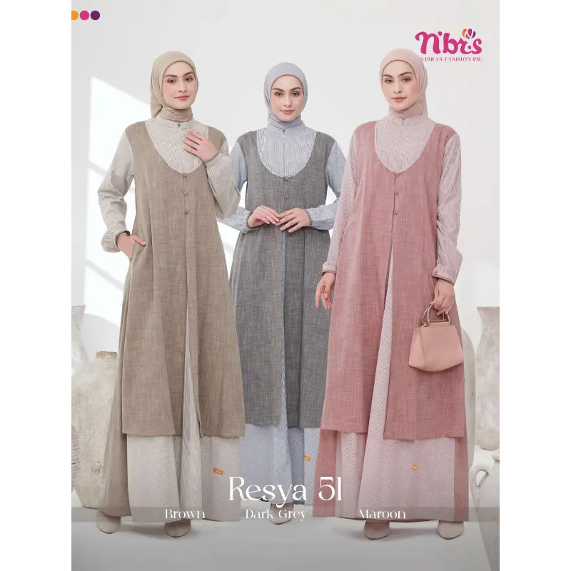 Dress Gamis Abaya Wanita Muslim Kekinian Dewasa Nibras Kondangan Terbaru Resya 51 Material Viscose S