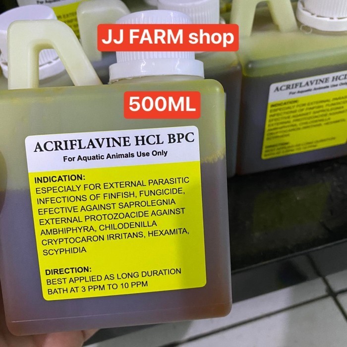 ✨TERMURAH✨ -ACRIFLAVINE PLUS HCL 1liter obat kuning antiseptik jamur ikan parasit - 500ml