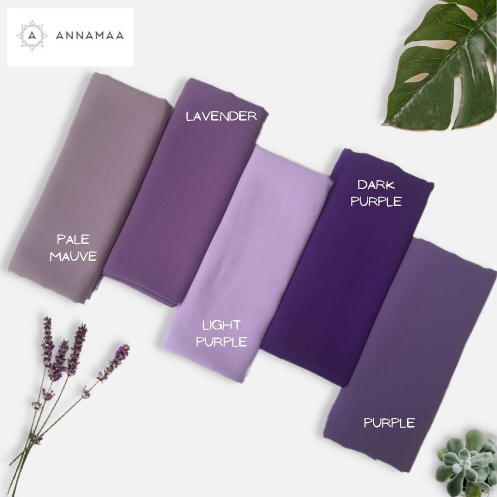ANNAMAA Pashmina Babydoll Polos Ceruty Plain Ceruti Pasmina Cerruty Premium Terbaru Lavender Ungu Tu