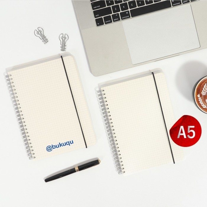 

[KUALITAS TERBAIK] Notebook Spiral Grid/DOT A5 by Bukuqu - Cream paper, polos
