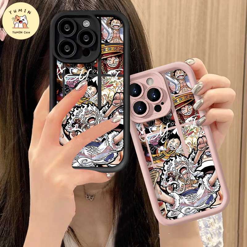 Kartun Keren Luffy Zoro Sabo Doodle Lensa Plating Casing Logam Untuk Samsung A05s A35 A55 A14 A54 A1