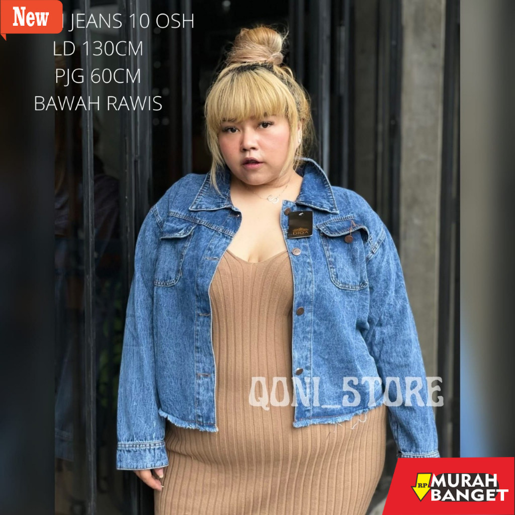 Hoodie wanita shopee JAKET JEANS WANITA JUMBO LD 130 / JAKET JEANS CROP WANITA  JUMBO / JAKET CROP J
