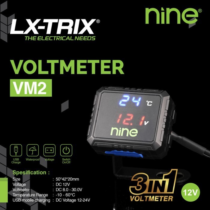VOLTMETER 3IN1 MOTOR NINE LX-TRIX VM-02