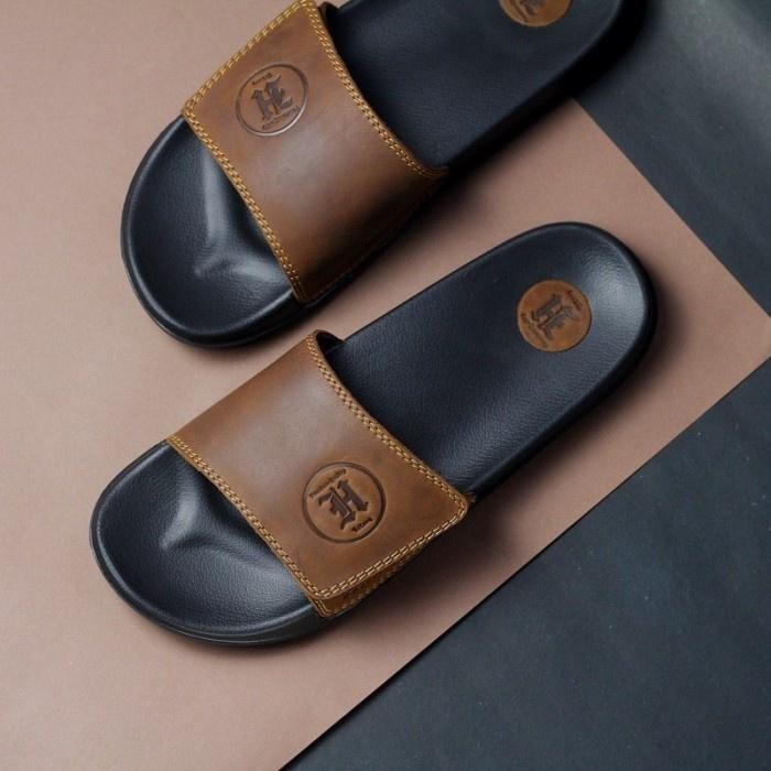 PRIMS SANDAL KULIT ASLI GARUT /SANDAL HUMPREY /SANDAL KULIT PRIA / SANDAL KULIT ASLI GARUT Coklat Se