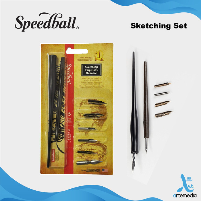 

58FED~ Best Quality Pena Kaligrafi Speedball Sketching Calligraphy Nib and Penholder Set
