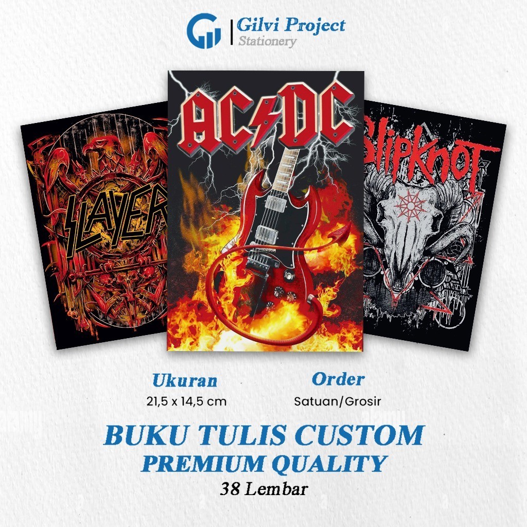 

Buku Tulis Band Metal / Buku Tulis Sekolah / Buku Tulis Catatan Notes Agenda Planner Jurnal Notebook Anime