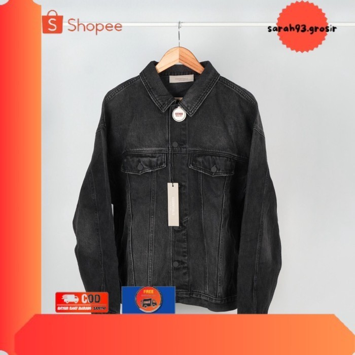 ✨BESTSELLER✨ -Fear Of God FOG Essentials SS22 Denim Jacket Faded Black - S