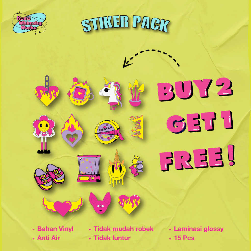 (BUY 2 GET 1) STICKER PACK AESTHETIC LUCU UNTUK CASE HANDPHONE TUMBLR LAPTOP STIKER VINYL ANTI AIR