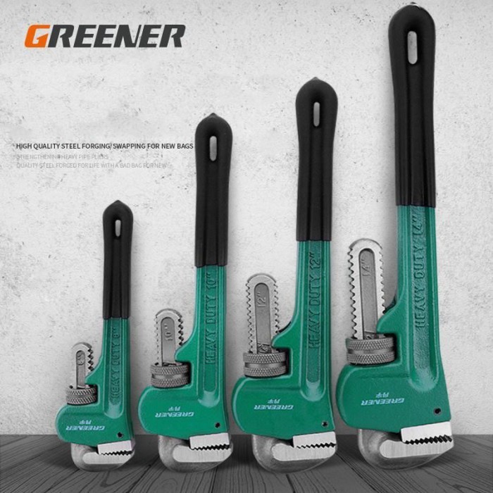 

Greener Kunci Pipa 10" Pipe Wrench Gagang Karet - 10 inch