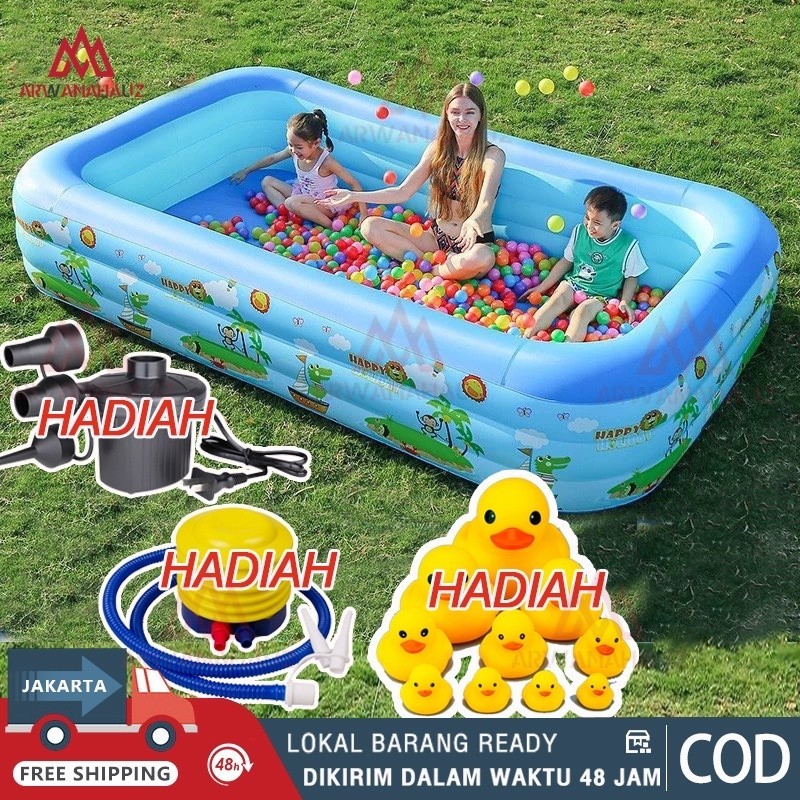 kolam renang anak petak karet bahan tebal 2M/3M kolamrenang anak besar murah Inflatable Swimming Poo