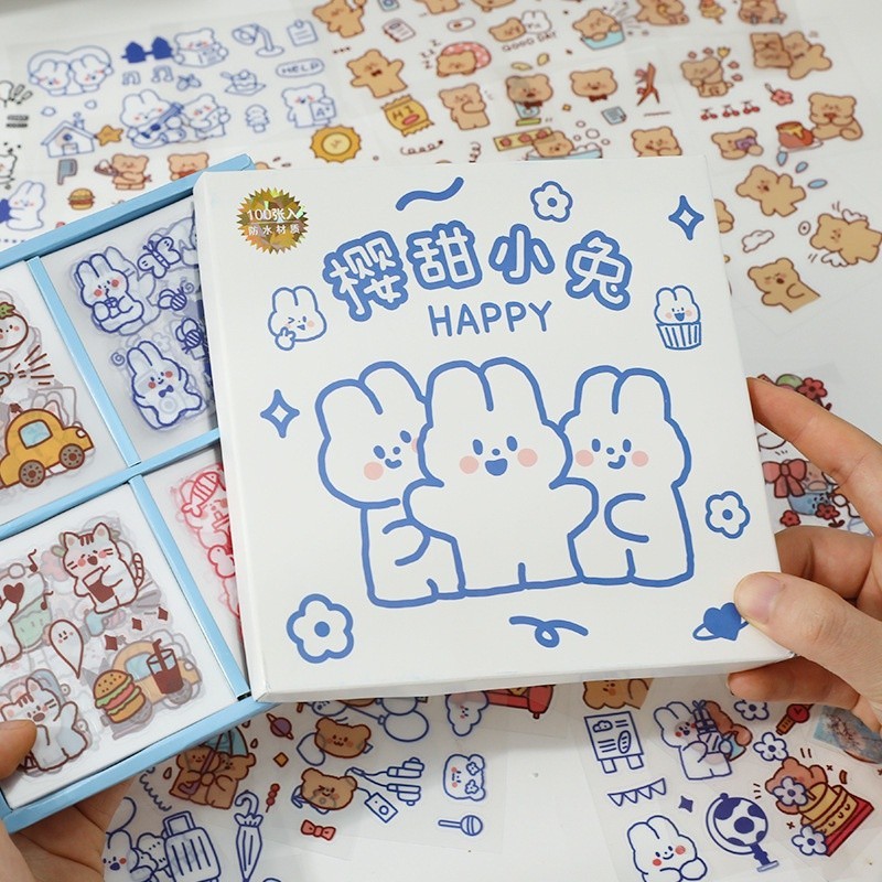 

[ , ] 1 Lembar Stiker PVC Motif Kartun Bear Telado Anti Air Deco Planner Aesthetic