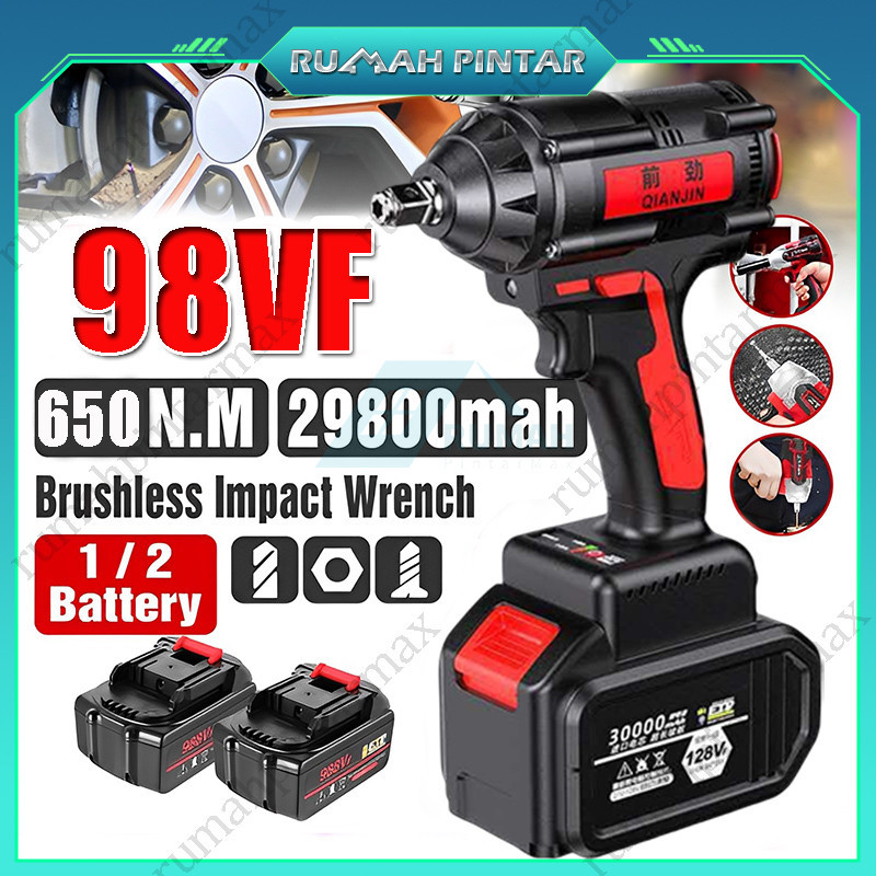 Impact wrench Cordless 2 baterai cordless mesin pembuka baut ban bor set impak buka motor mesin bor 