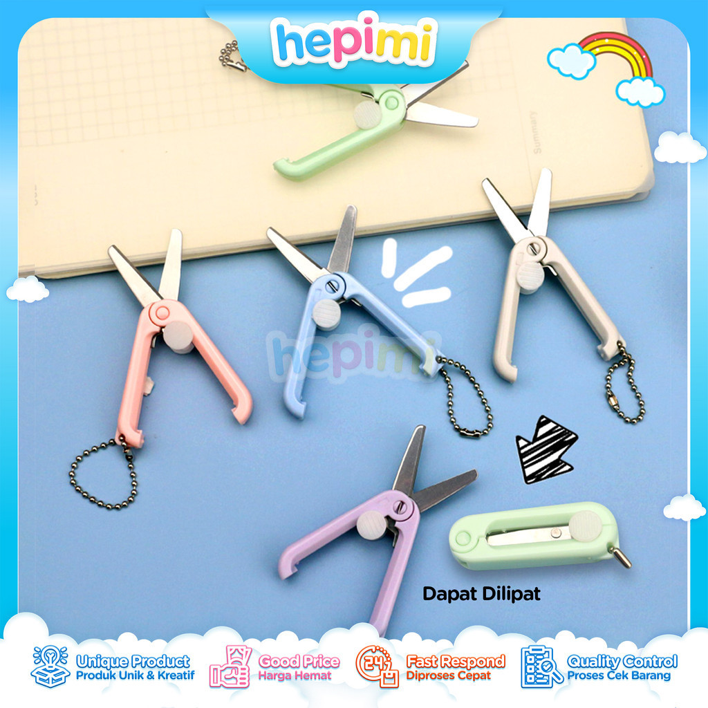

GUNTING LIPAT MINI TRAVELLING Stainless Steel Retractable Mini Folding Scissors Portable - HM