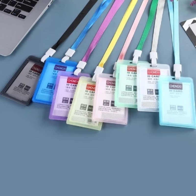 

[ HAPPY GUBUK ] Name Tag Id Card Transparant / Gantungan Kartu Nama Plastik Vertical