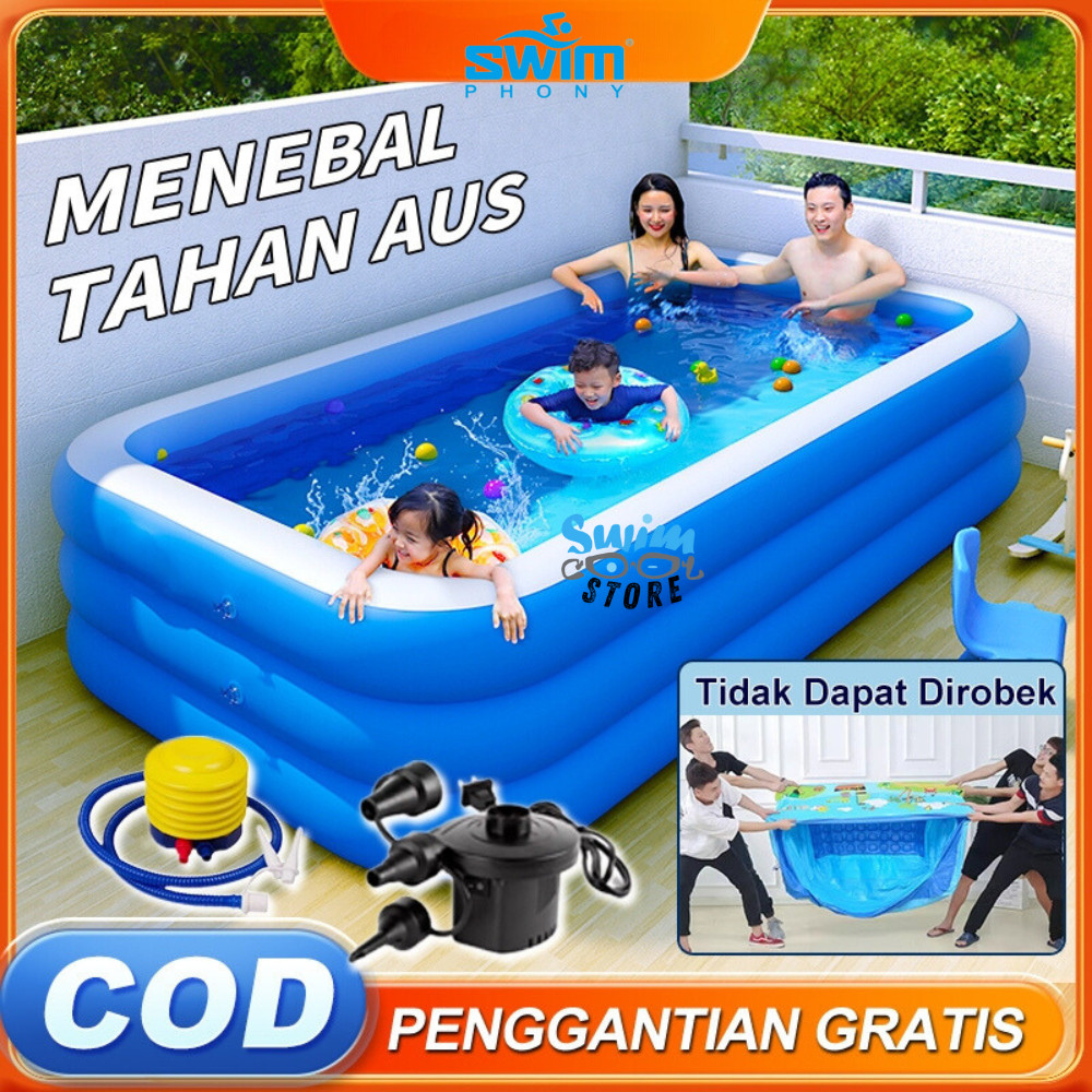 Swimstore Pertukaran Gratis Kolam Renang Anak jumbo 3 Rings dan Bayi Tiup Karet Besar Family Inflata