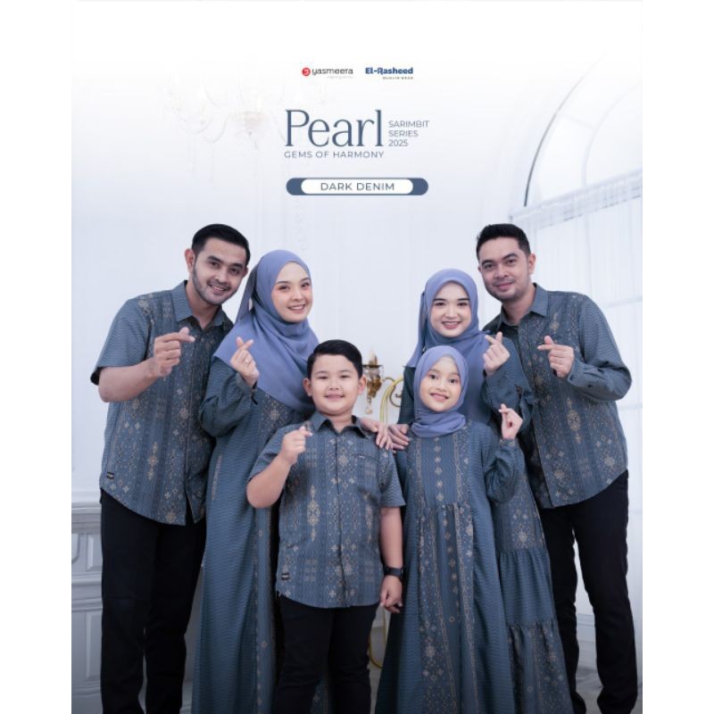 Pearl Dark Denim Sarimbit Series Yasmeera El Rasyeed 2025 | Gamis Yasmeera Pearl Dark Denimb| Gamis 