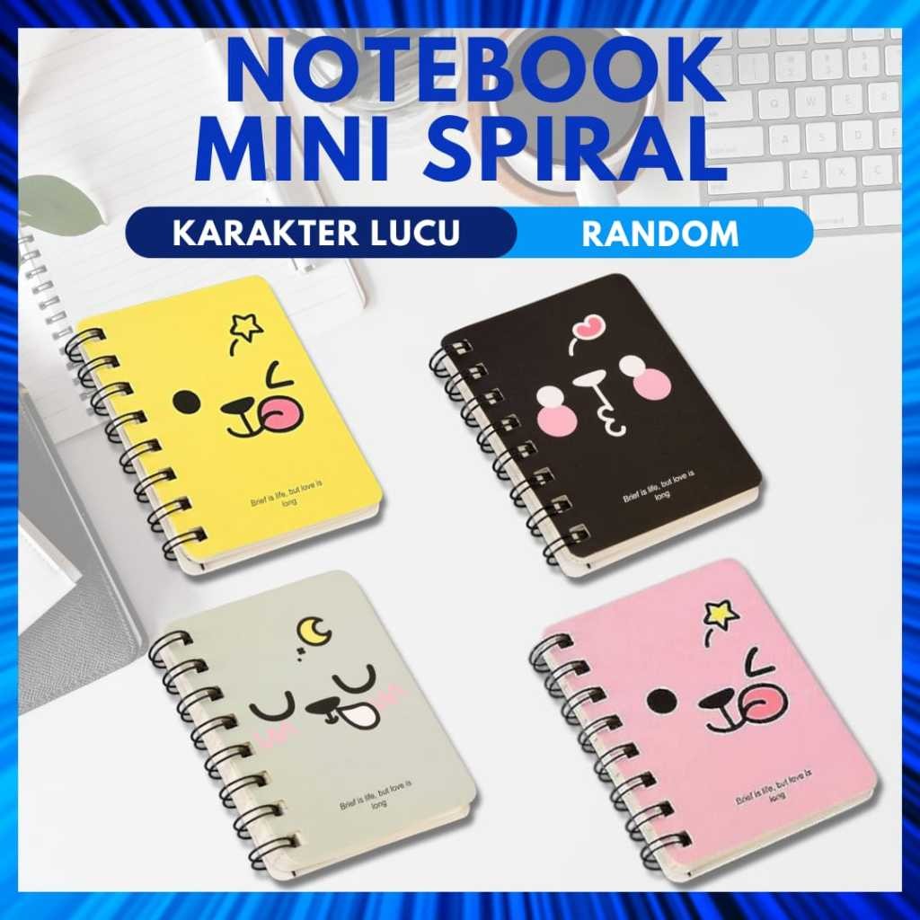 Notebook Mini Spiral Cute karakter/ Notebook Bergaris Spiral Ruled Notebook Mini