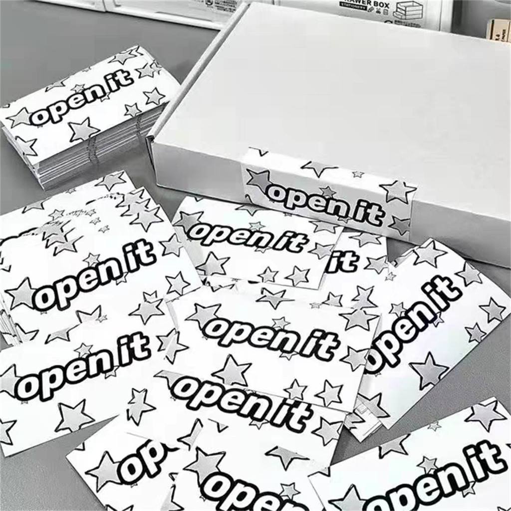 

100Pcs Open It Color Star Sealing Sticker for Cardboard Plane Box Bubble Bag Sell Card Gift Express Carton DIY Packing Sticker