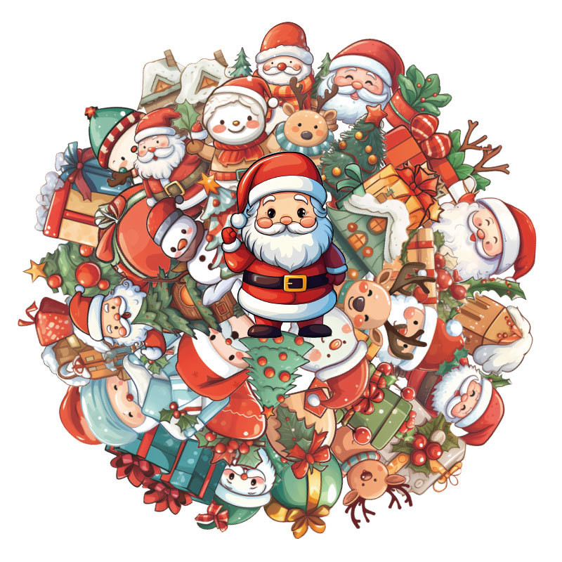 

50PCS Set Santa Claus Laptop Stickers Notebook Christmas Decals Pack Cute Posters Water Bottles Decoration Cartoon Scrapbooking