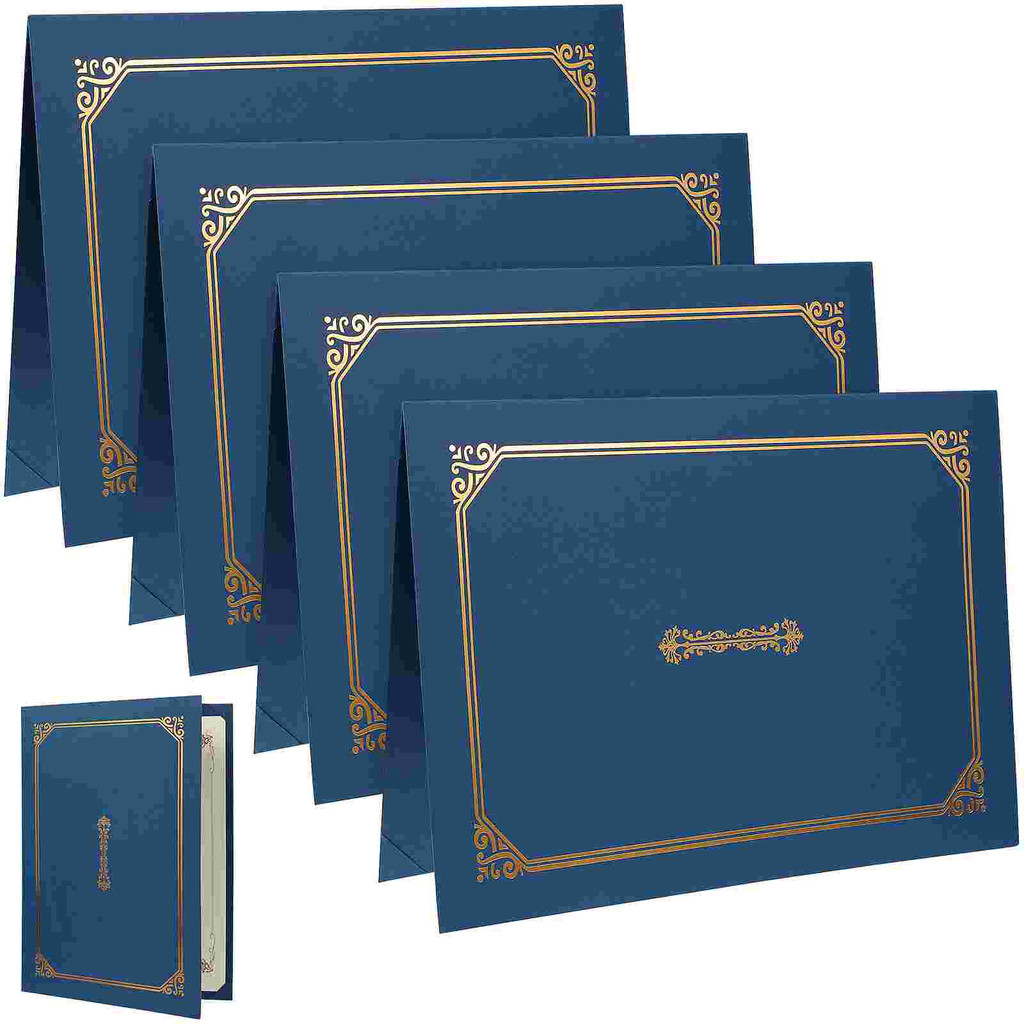 

4 Pcs Certificate Set Cover Paper A4 Holder Blue Folder Diploma Document Specialty Award