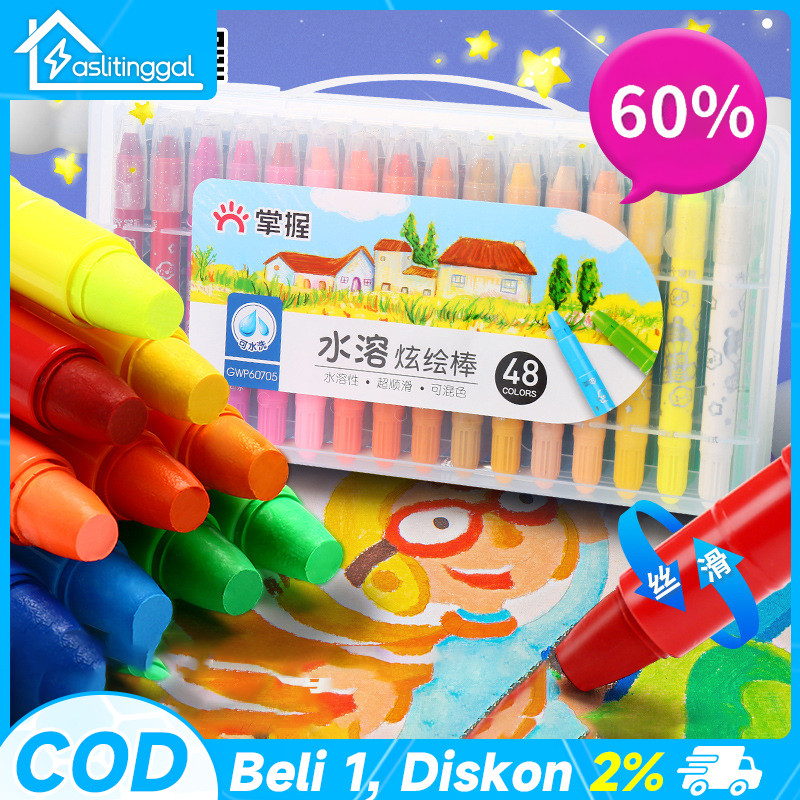 

Grasp Sedang Crayon Original 12/24/36/48 Warna Water Soluable Crayon Krayon Mewarnai