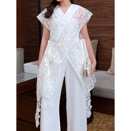 R.A - RRX OUTER WANITA NAIRA PUTIH FULL BRUKAT VIRAL / KIMONO RECTANG / OUTER BRUKAT WANITA / OUTER 