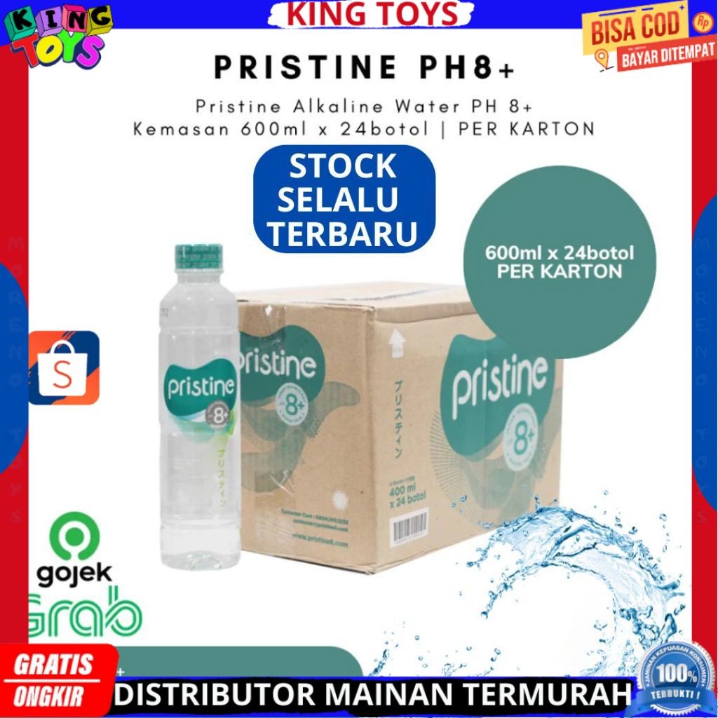 

Air Mineral PRISTINE PH 8+ 600 ML Isi 24 Botol PER DUS PER KARTON TERMURAH