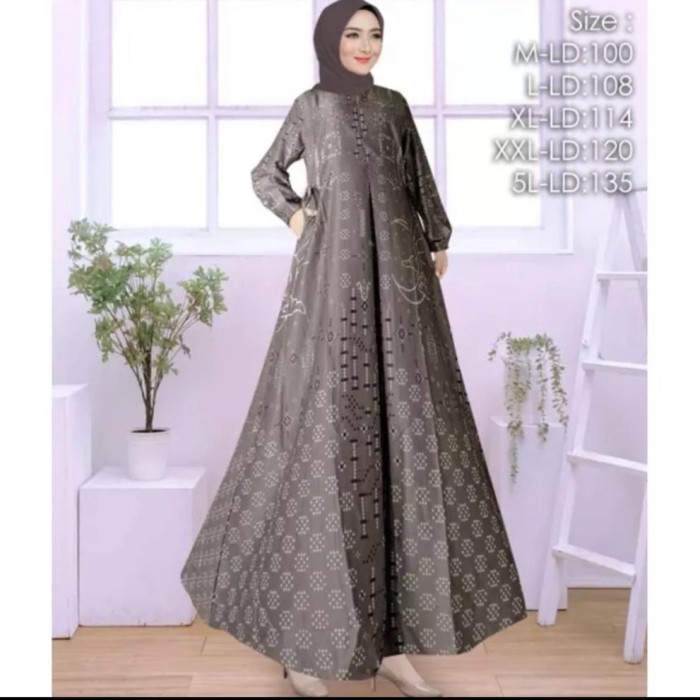 MONA DRESS Gamis silk  busui tearu - lilac, L