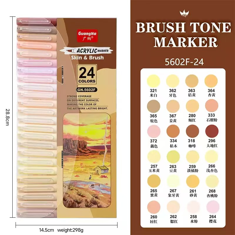 

Guangna 12/24Colors Skin Tones Soft Art Markers Acrylic Paint Pens Set for Sketch Portrait Manga Drawing Sketching Art Supplies