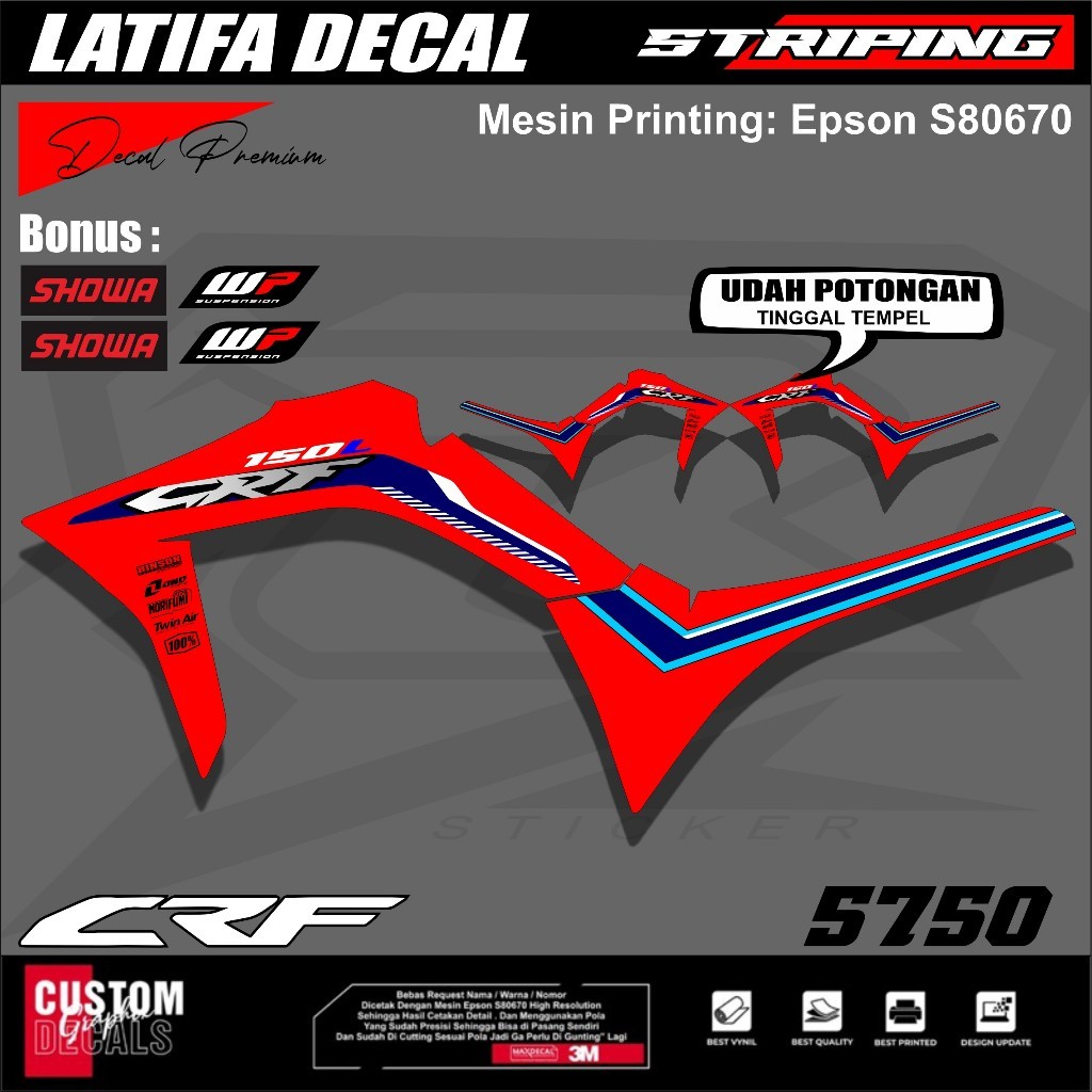 Striping New CRF 150L Sticker Ori CRF Stiker CRF Minimalis - Sticker CRF New 2022 Simple