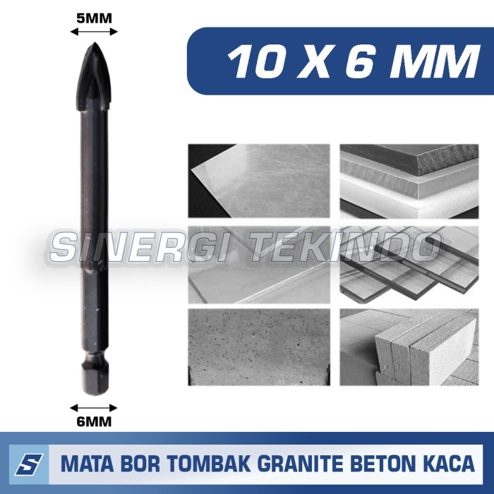 Mata Bor Tombak 10mm As 6mm Black Bor Kaca Keramik Granite Beton Kayu