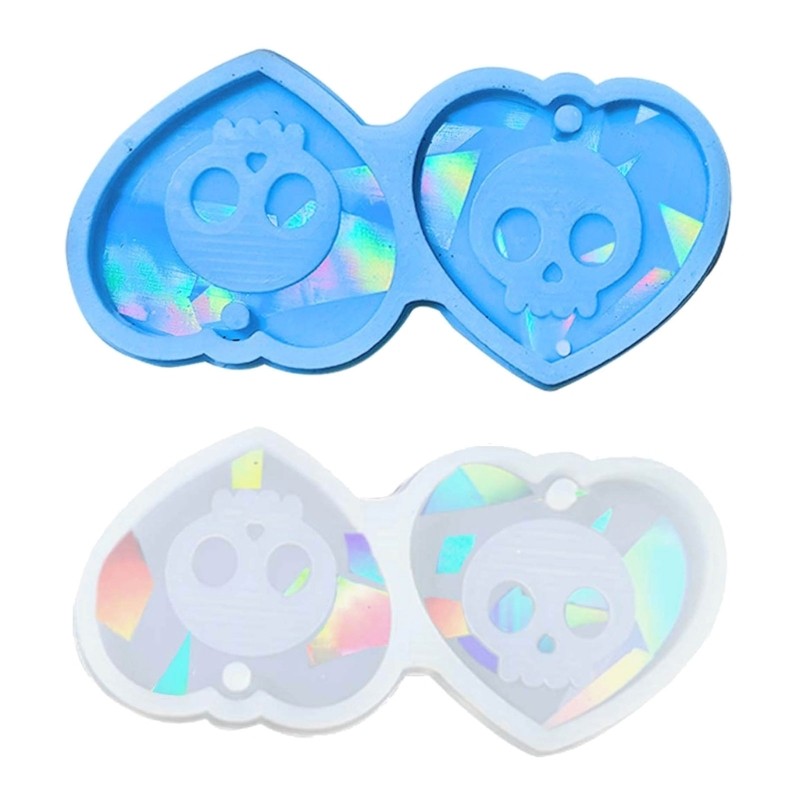 

Holographic Skull Heart Mold Silicone Jewelry Pendant Resin Mold Sparkling Heart Shape Epoxy Mold Earring Charm Mold DIY