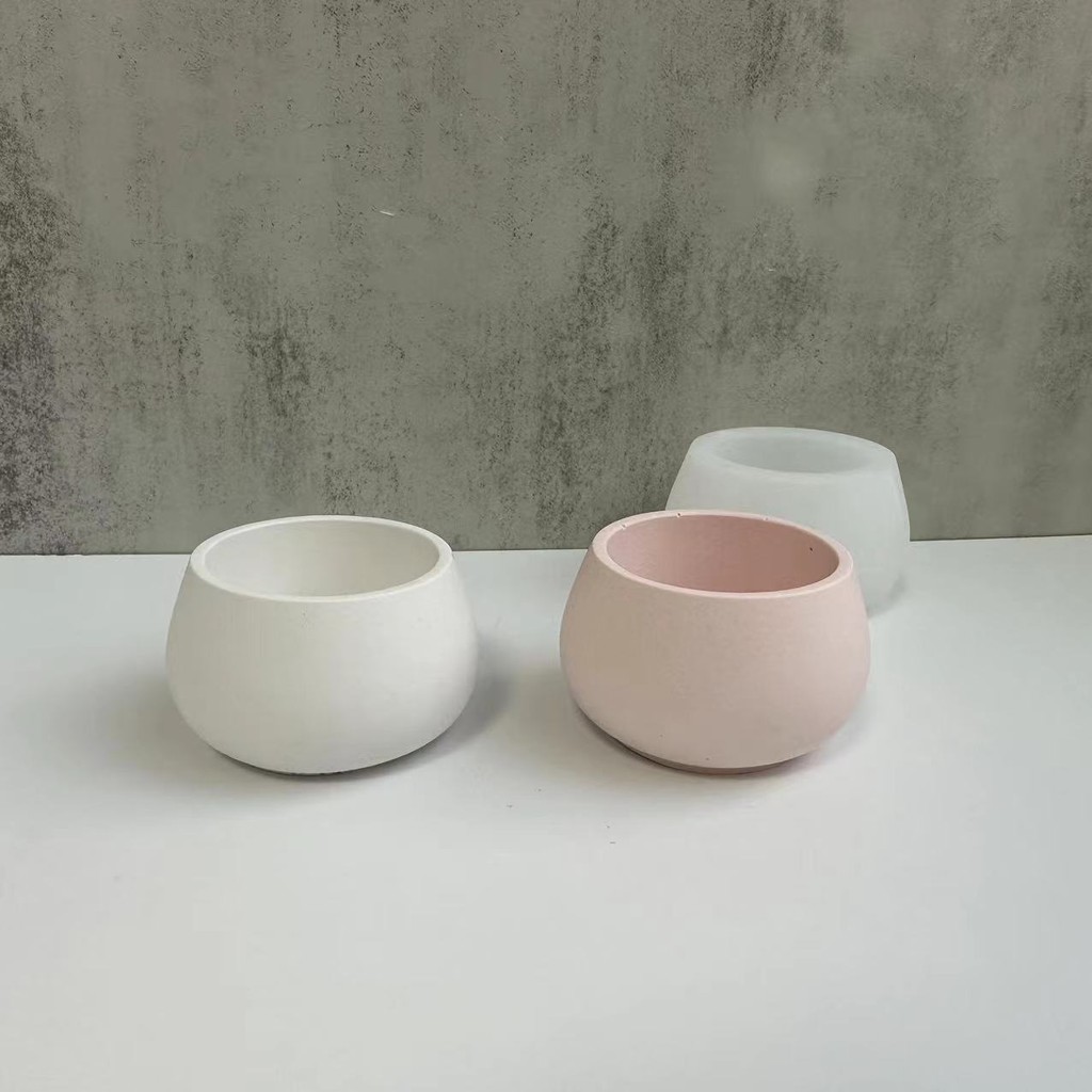 

Silica Gel Mold Beautiful DIY Concrete Flower Pot Mold Cement Planter Mold Cylindrical With Bottom Hole 3D Vase Mold Accessories