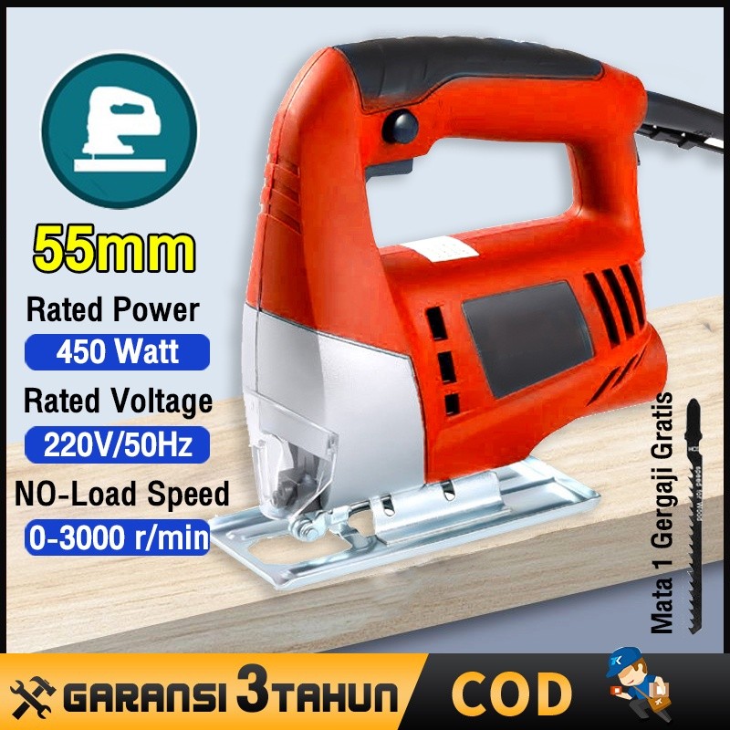 AS34ER Mesin Gergaji Jigsaw 450W Kekuatan Tinggi Mesin Gergaji Kayu Jig Saw Mesin Potong Kayu Jigsaw