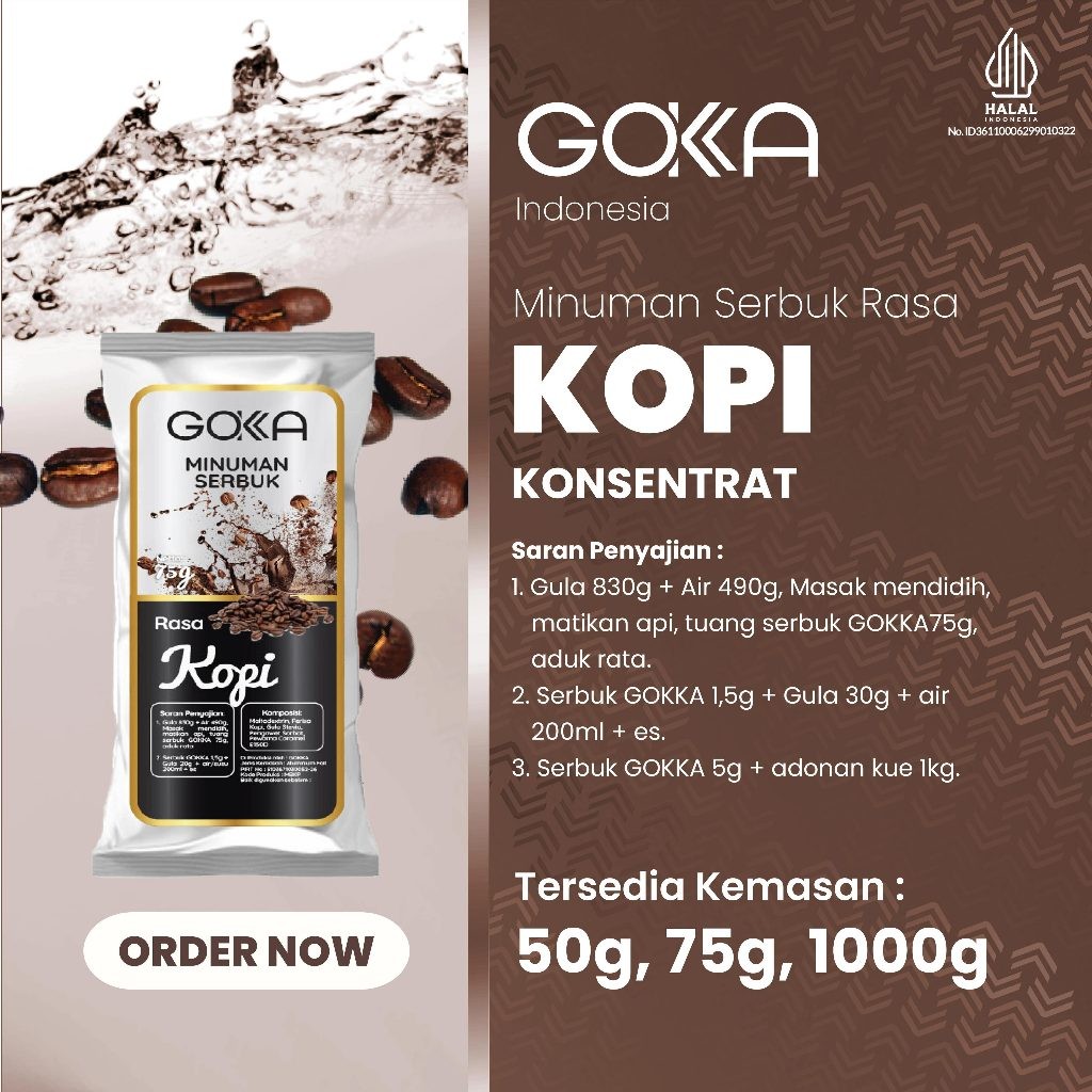 

Gokka Bubuk Minuman / Serbuk Minuman Rasa Kopi Kemasan 50gr