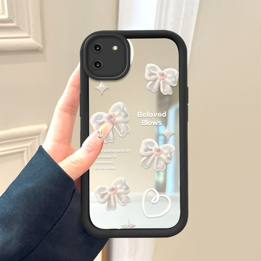 Casing Hp Untuk Realme C11 Phone Case Cesing Soft Cover Pink Bow 8359 Mode Mirror Kesing JZ Cream Ca
