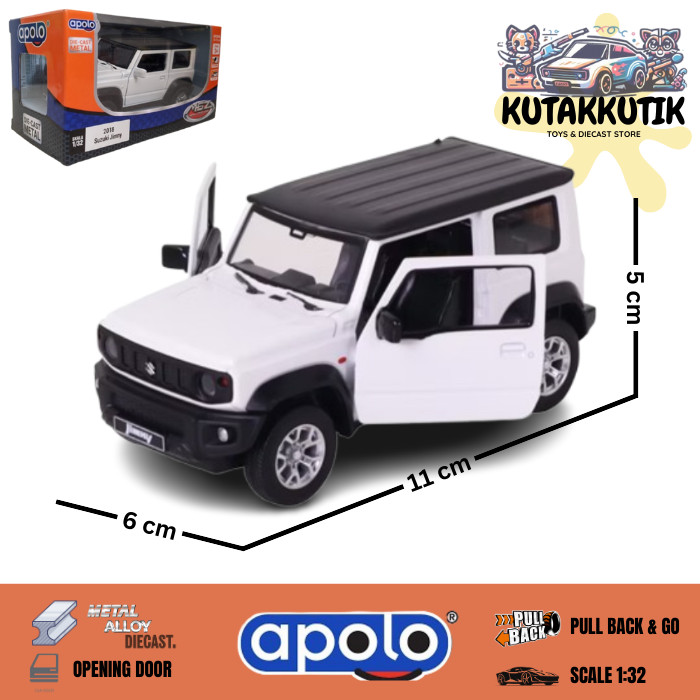 Mainan Mobil Jip Diecast Apollo MSZ 2018 Suzuki Jimny Putih Skala 1:32