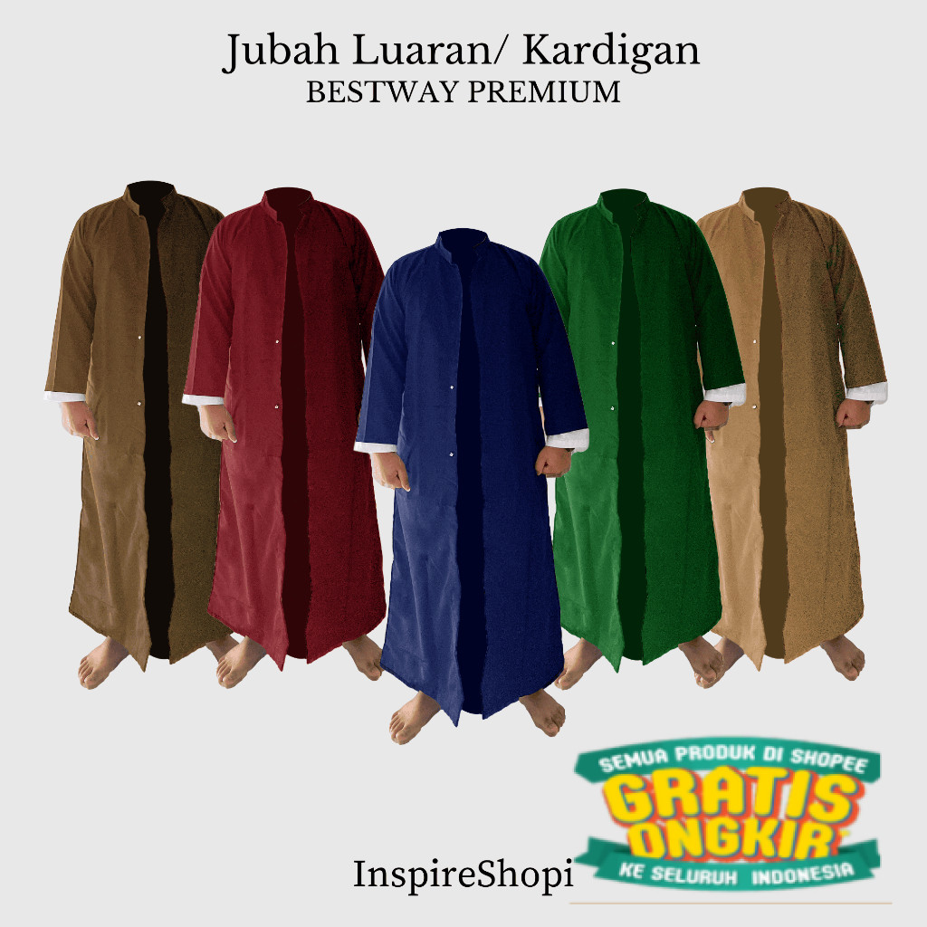 BESTSELLER jubah luaran pria muslim / jubah belah gamis muslim TERBARU/ Hijau sage lumut army ijo