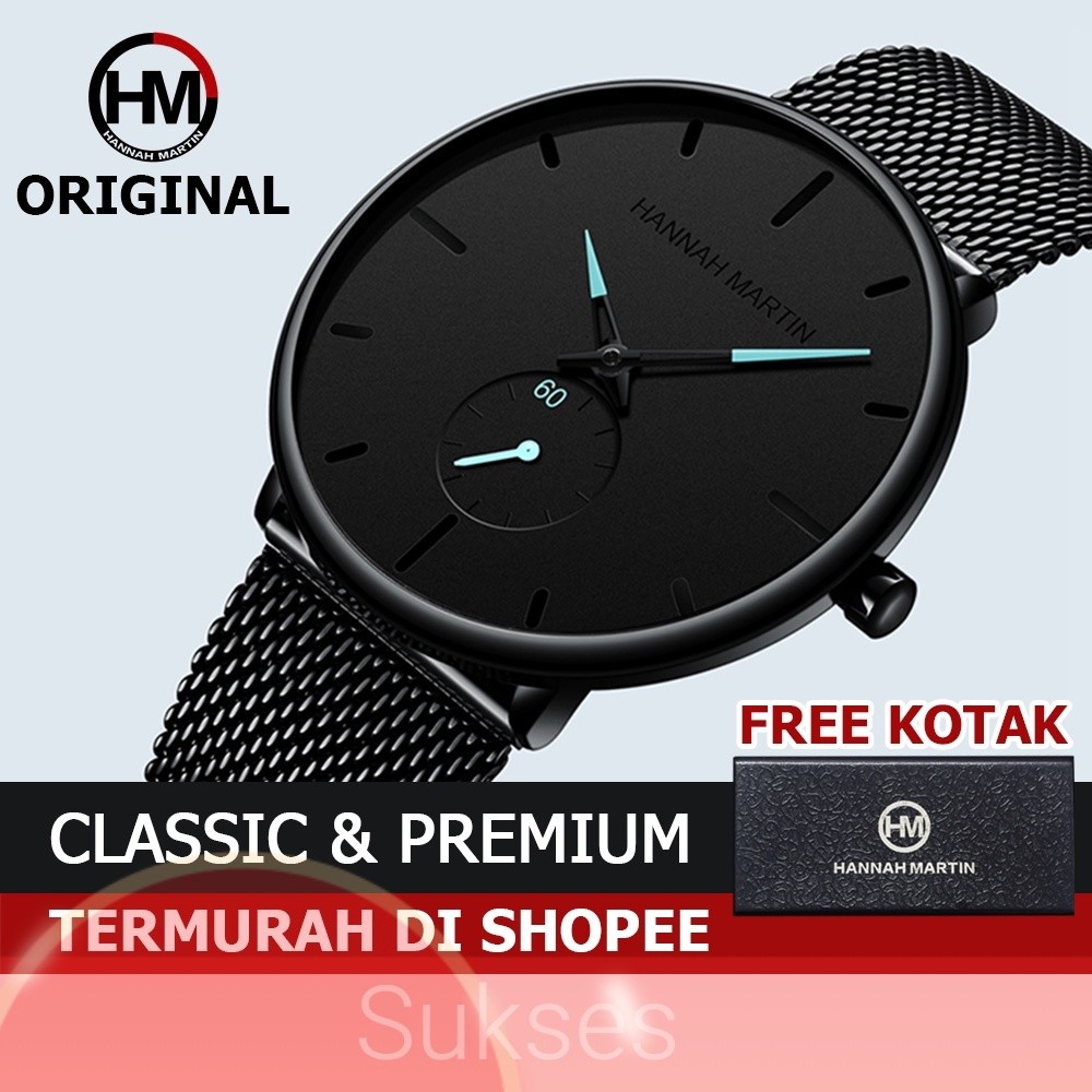 Jam Tangan Pria Sangat tipis Hannah Martin 100% Original korea