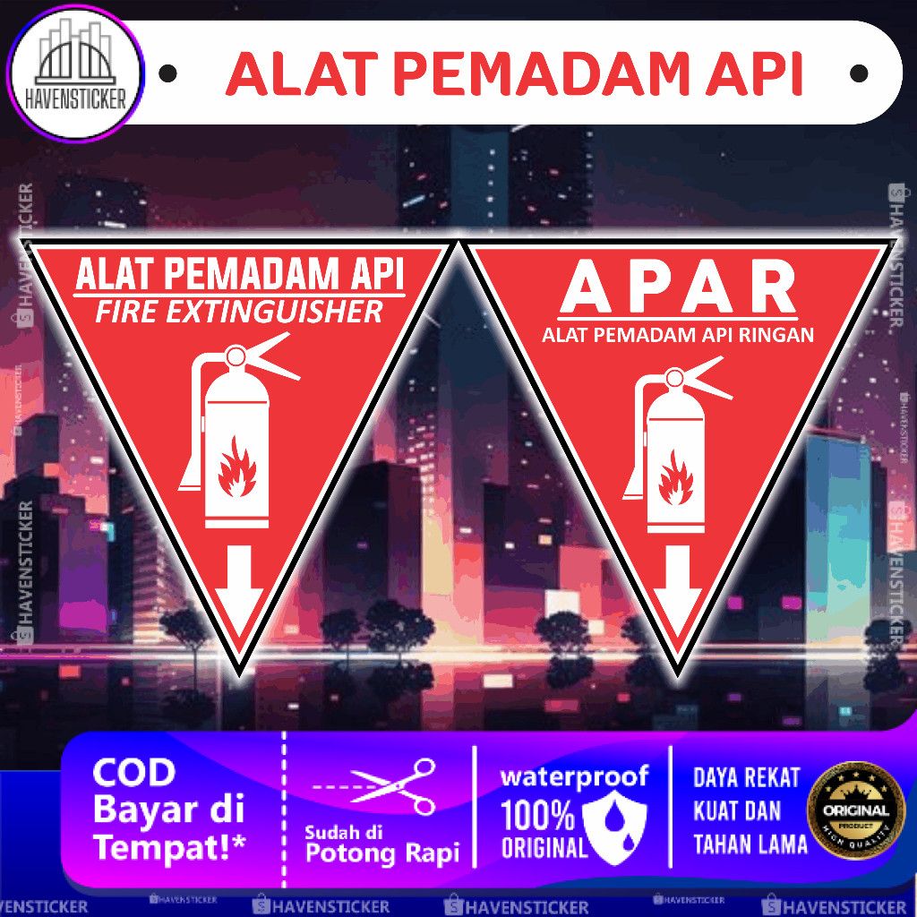 

Stiker Anti Air Waterproof Petunjuk Alat Pemadam Api Ringan Apar Laminasi Glossy