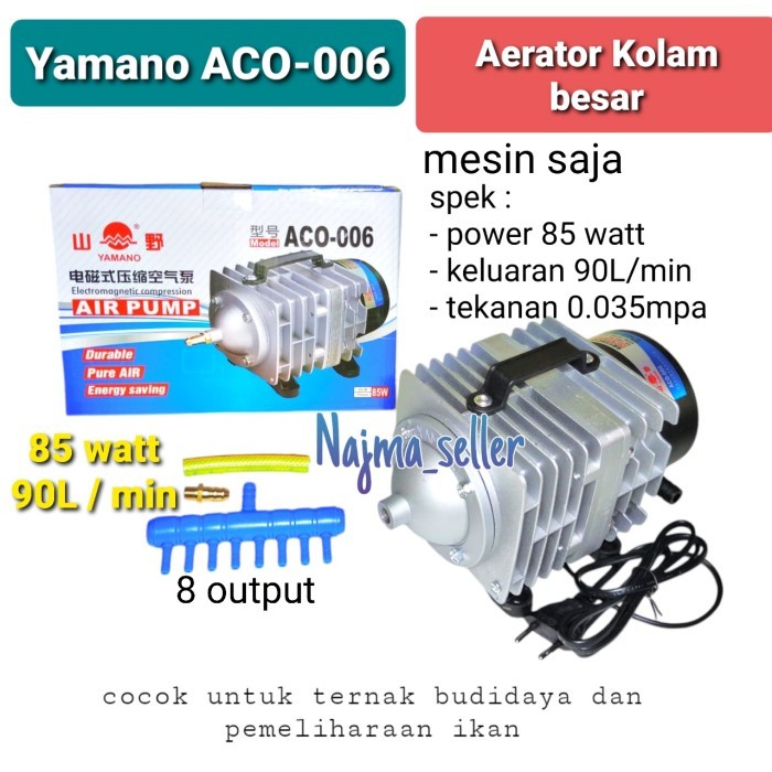 Paket Aerator Kolam 8 Lubang Yamano ACO 006 Airstone Bulat pipih. Tenaga besar. Khusus ternak budida