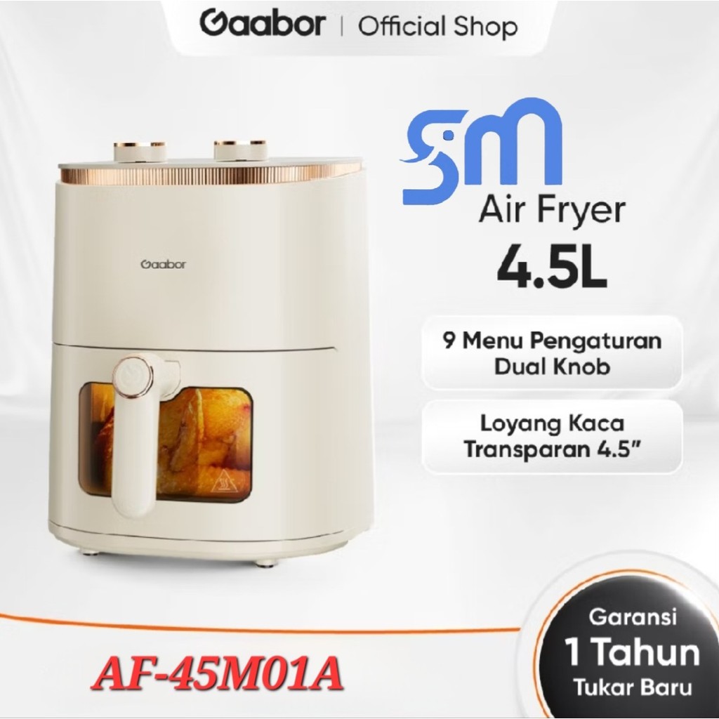 Gaabor Air Fryer AF-45M01A - Kapasitas 4.5L Kenop Ganda Anti Lengket