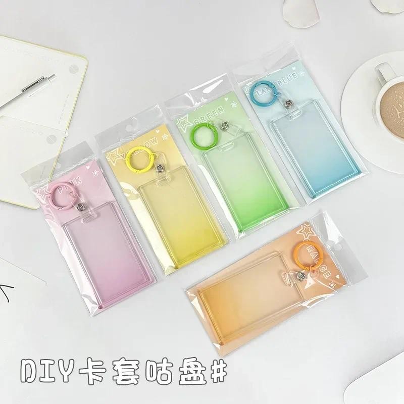 

INS Gradient Acrylic Photocard holder Transparent 3 inch Ins Photocard Protector Holder Idol Photo Sleeves Pendant Keychain