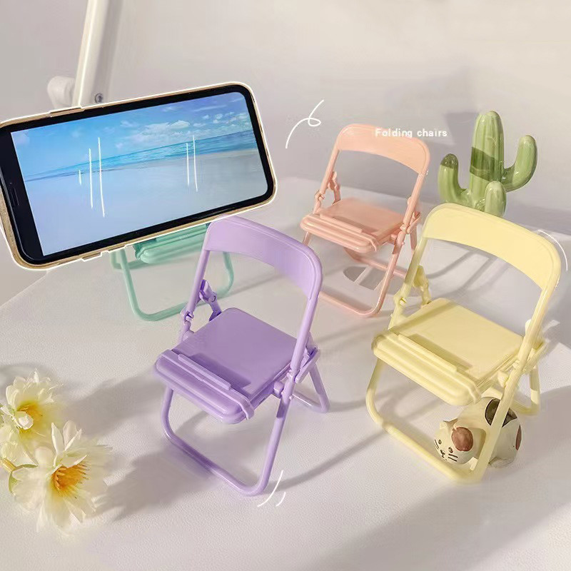 

Portable Cute Sweet Creative Desktop Mini Chair Stand Can Be Used As Decorative Ornaments Foldable Lazy Drama Cell Phone Holder