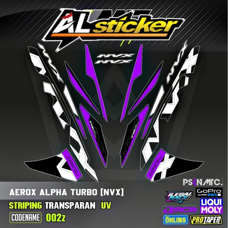 Decal Sticker Striping Variasi Transparan Uv All New Aerox Alpha NVX Aerox Turbo NVX All New Aerox A